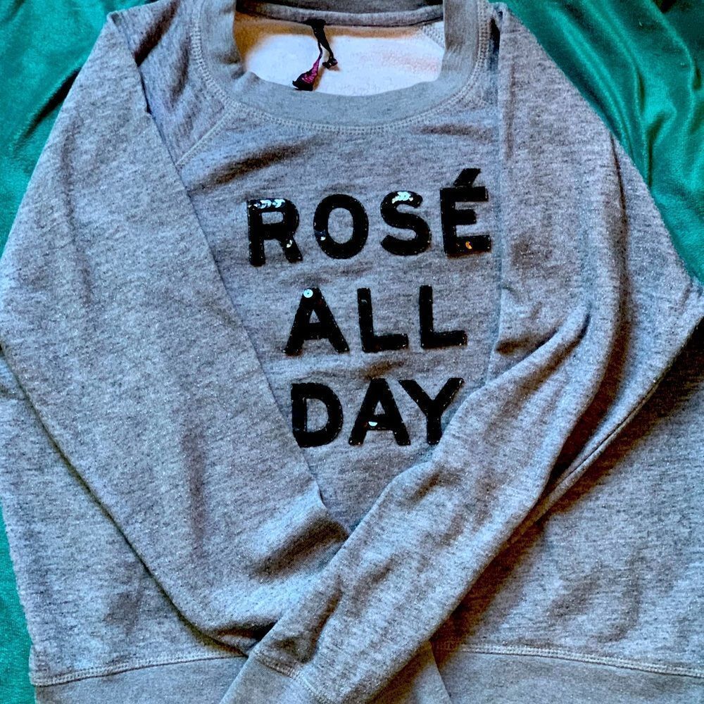 Betsy Johnson “Rosé All Day” Grey Sweatshirt